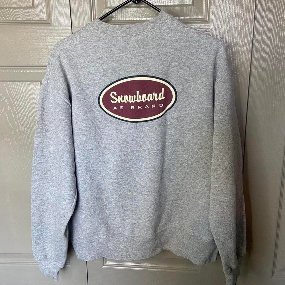 american eagle sweatshirt crewneck pullover snowboarding size S preppy gray VTG